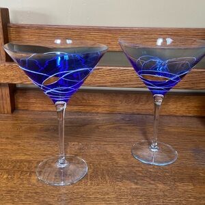 Blue swirl martini glasses